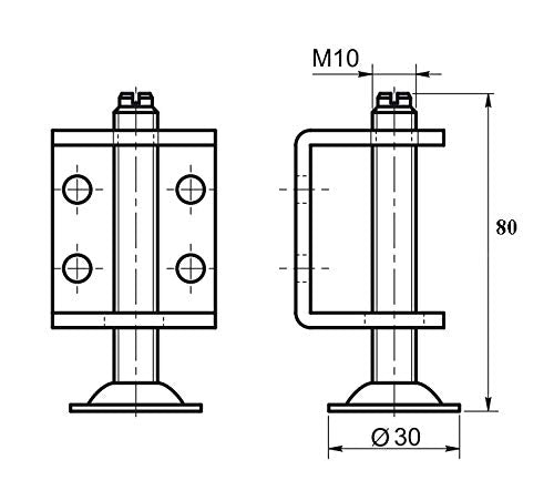 Design61 Sockelfuß Höhenversteller Verstellschraube M10 x 80mm