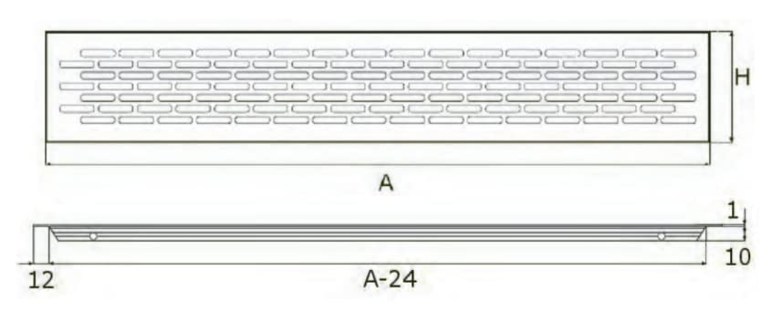 Design61 Aluminium Lüftungsgitter L 245 x H 60 mm Abluftgitter in Schwarz