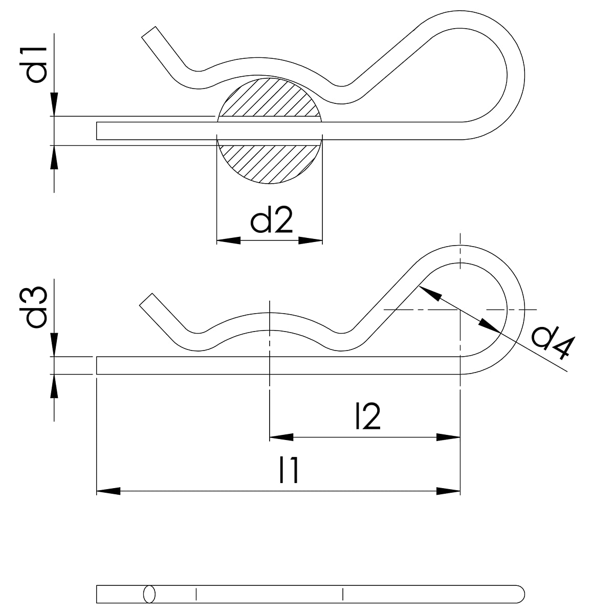 Design61 4x Federstecker 5mm x 85mm Einfach Federsplint Federvorstecker Galvanisch Verzinkt