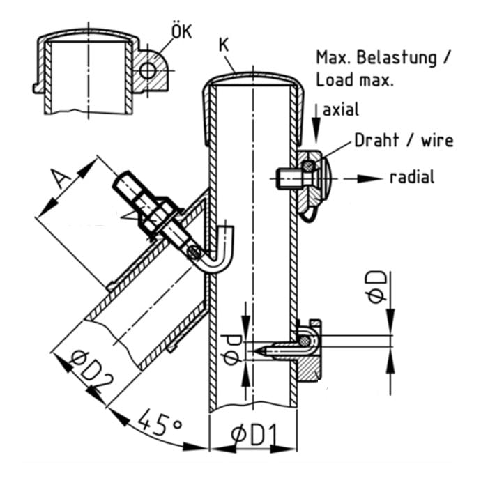 Design61 10x Spanndrahthalter mit Edelstahl Hakennagel Drahthalter für 4mm Spanndrähte